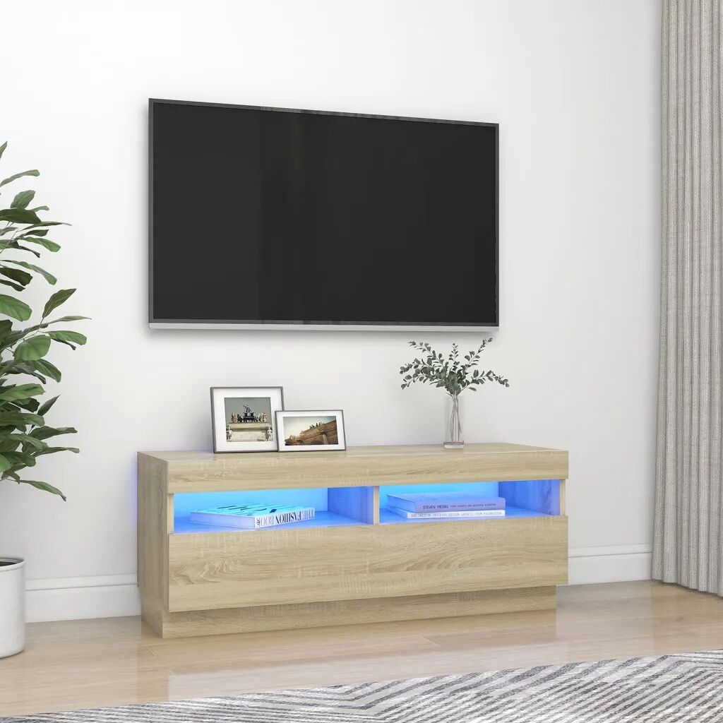 vidaXL TV skrinka s LED svetlami dub sonoma 100x35x40 cm