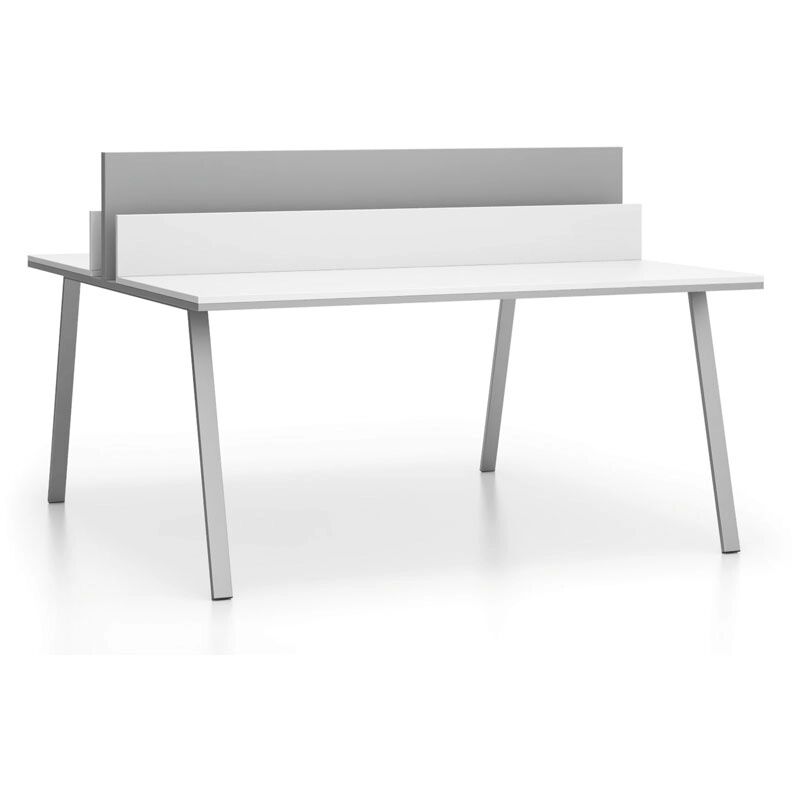 B2B Partner Kancelársky pracovný stôl double layers, s priehradkami, biela / sivá