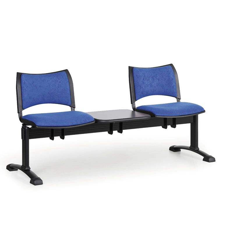 B2B Partner Čalúnená lavice do čakární smart, 2-sedadlo + stolík, modrá, čierne