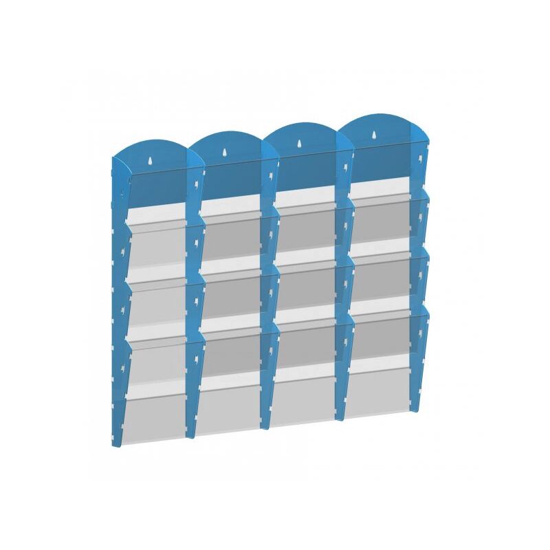 B2B Partner Nástenný plastový zásobník na prospekty - 4x4 a5, modrý