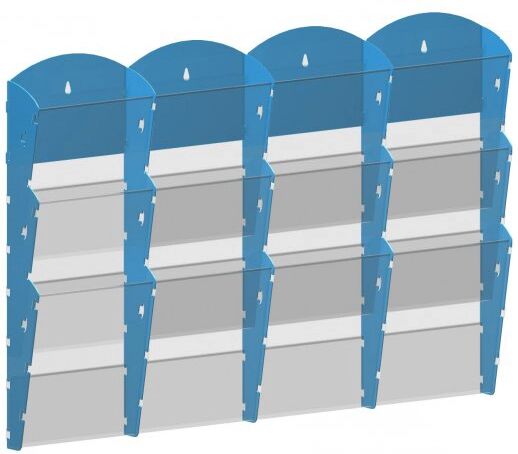 B2B Partner Nástenný plastový zásobník na prospekty - 4x3 a4, biely