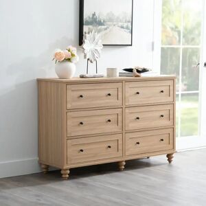 Wood 6 Drawer Dresser, Light Oak