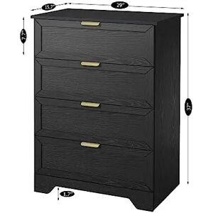 Modern 4 Drawer Dresser, 37inch Tall Dresser Chest with Large Drawer, Wooden Chest of Dresser Storage Cabinet Organizer Unit for