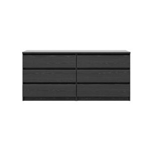 6-Drawer Double Dresser, Black Cabinet Storage