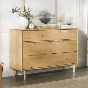 6 - Drawer Groove Handle Solid Wood Dresser – Natural Pine
