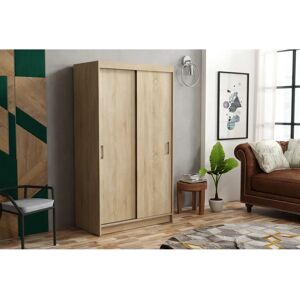 17 Stories Naron sliding door wardrobe brown 215.0 H x 100.0 W x 60.0 D cm