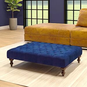 Rosalind Wheeler Ainura 100Cm Wide Velvet Tufted Rectangle Cocktail Ottoman blue 30.0 H x 100.0 W x 60.0 D cm