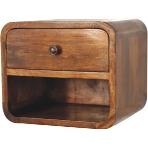 Union Rustic Mini Curved Chestnut Wall Mounted Bedside With Open Slot brown 25.0 H x 30.0 W x 25.0 D cm