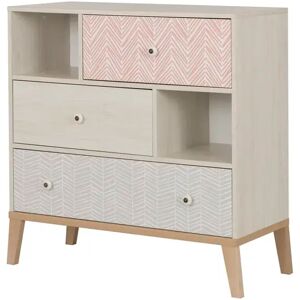 Mack + Milo Adairsville 3 Drawer Dresser brown/gray/green/pink 95.0 H x 94.0 W x 41.0 D cm