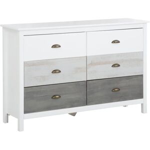 Brambly Cottage Geoghegan 6 Double Dresser Chest brown/gray/white 80.0 H x 125.0 W x 35.0 D cm