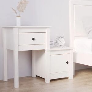 Brayden Studio Bedside Cabinet 79,5x38x65,5 cm Solid Wood Pine white 65.5 H x 79.5 W x 38.0 D cm