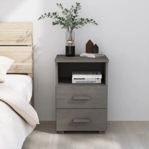 Ebern Designs Bedside Cabinet Light Grey 40X35x62 Cm Solid Wood Pine gray 62.0 H x 40.0 W x 35.0 D cm