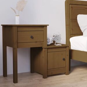 Brayden Studio Bedside Cabinet 79,5x38x65,5 cm Solid Wood Pine brown 65.5 H x 79.5 W x 38.0 D cm