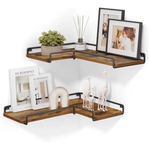 17 Stories Floating Shelves, Set Of 2, L-Shaped Corner Shelves For Wall, Corner Wall Shelf, Industrial Style, For Living Room, Bedroom, Kitchen, Cloud White brown 4.0 H x 29.0 W x 40.0 D cm