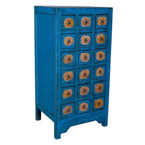 Latitude Vive Bennett 18 Drawer 58Cm W Solid Wood Chest of Drawers blue/brown 118.0 H x 58.0 W x 49.0 D cm