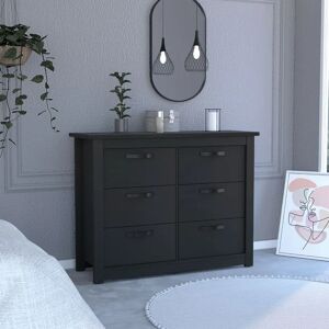 Ebern Designs TUHOME Double Dresser With 6 Drawers Becca, 120 CM W X 40,7 CM D X 91,7 CM H, Black black/brown 91.7 H x 120.0 W x 40.7 D cm