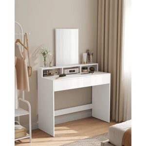 Ebern Designs Merujan 100 cm Dressing Table with Mirror brown/white