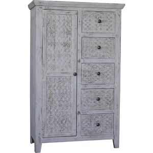 World Menagerie Iverson 5 - Drawer Carved Chest of Drawers brown/gray 135.0 H x 85.0 W x 40.0 D cm