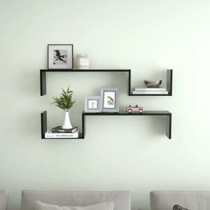 17 Stories Glian 4 Piece Floating Shelf black/brown 20.0 H x 100.0 W x 15.0 D cm