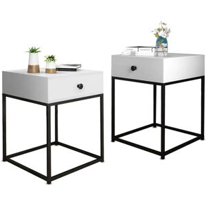 17 Stories Emmi-Leah 1 - Drawer Nightstand in White (Set of 2) black/brown/green/white 53.0 H x 40.0 W x 40.0 D cm