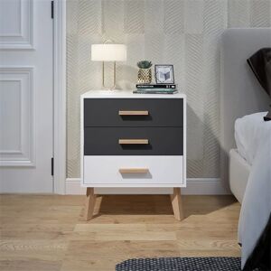 Hashtag Home Feickert 3 Drawer Bedside Table black/brown/gray/white 65.9 H x 55.0 W x 40.0 D cm