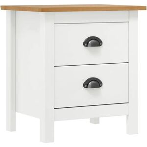 August Grove Perley Bedside Cabinet Hill 46x35x49.5 cm Solid Pine Wood white/brown 49.5 H x 46.0 W x 35.0 D cm