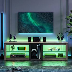 Blue Elephant TV Stand for TVs up to 70 inch, Gaming Entertainment Center for PS5, LED TV Cabinet with Glass Shelves white 47.0 H x 160.0 W x 35.0 D cm