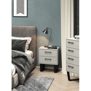 Ebern Designs Emmasofia Industrial Design 2 Drawer Bedside Cabinet, End Side Table gray 57.0 H x 45.0 W x 39.5 D cm