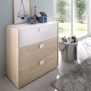 17 Stories Elysium 3 Drawer Dresser brown/white 79.0 H x 81.0 W x 43.0 D cm