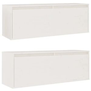 Ebern Designs 35cm H x 100cm W x 30cm D Gesell Pine Solid Wood Floating Shelf white/black 35.0 H x 80.0 W x 30.0 D cm