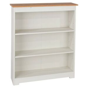 Brambly Cottage Bookcase, 3 Shelf Bookcase, Soft White Painted and Oak Veneer Effect Top brown/white 100.0 H x 80.0 W x 21.5 D cm