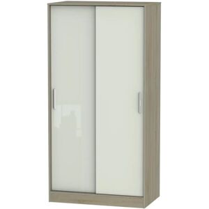 Ebern Designs 2 Door Wardrobe gray/white/brown 197.5 H x 100.5 W x 60.0 D cm