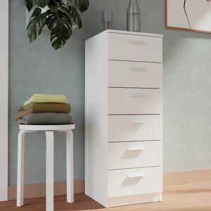 17 Stories 6 Drawer 40Cm W Tallboy Chest Dresser white 110.0 H x 40.0 W x 40.0 D cm