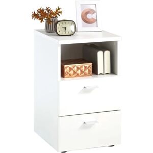 17 Stories FMD Bedside Cabinet with 2 Drawers and Open Shelf white 60.0 H x 35.0 W x 39.9 D cm