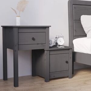 Brayden Studio Bedside Cabinet 79,5x38x65,5 cm Solid Wood Pine gray 65.5 H x 79.5 W x 38.0 D cm