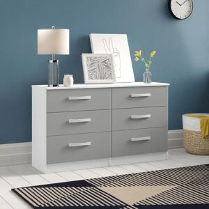 17 Stories Marquitta 6 Drawer 127.5Cm W Dresser gray/white 74.3 H x 127.5 W x 37.9 D cm