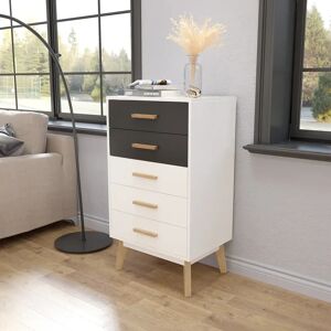 Isabelline Phaedra 5 Drawer Bedside Table black/brown/gray/white 95.7 H x 55.0 W x 40.0 D cm