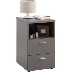 17 Stories FMD Bedside Cabinet with 2 Drawers and Open Shelf gray 60.0 H x 35.0 W x 39.9 D cm