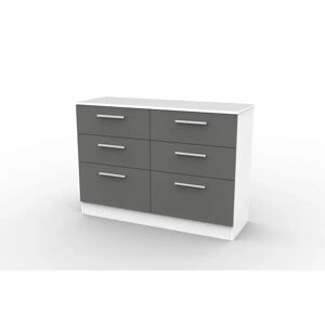 Ebern Designs Cesaro 6 Drawer 112Cm W Double Dresser brown/gray/white 78.8 H x 112.0 W x 51.9 D cm