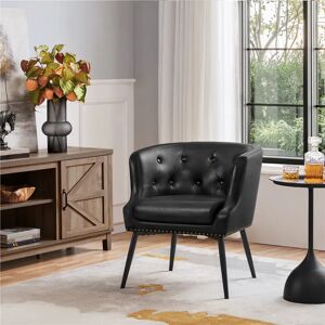 Marlow Home Co. Amanullah 69Cm Wide Tufted Vegan Leather Tub Chair black 74.5 H x 69.0 W x 69.0 D cm