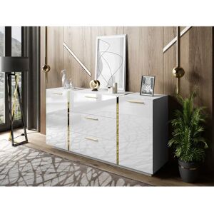 Canora Grey Aleece 3 Drawer 158Cm W Combi Chest white 81.0 H x 158.0 W x 41.3 D cm