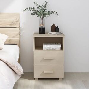 Ebern Designs Bedside Cabinet Light Grey 40X35x62 Cm Solid Wood Pine brown 62.0 H x 40.0 W x 35.0 D cm