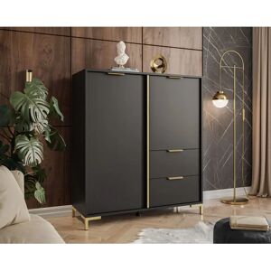 Canora Grey Allessandra 2 Drawer 103Cm W Combi Chest black/brown/yellow 117.0 H x 103.0 W x 40.0 D cm