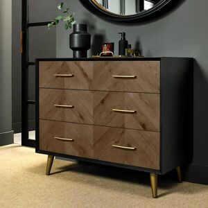 Canora Grey Ajaypal 3 Drawer 100Cm W Chest of Drawers black/brown/gray 84.0 H x 100.0 W x 47.5 D cm