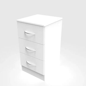 Ebern Designs Avon 3 Drawer Bedside Cabinet White brown/white 69.5 H x 39.5 W x 41.5 D cm