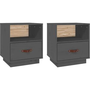 Union Rustic Bedside Cabinets 2 Pcs Honey Brown 40X34x45 Cm Solid Wood Pine gray 45.0 H x 34.0 W x 40.0 D cm