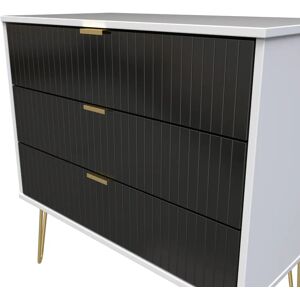 Canora Grey Aldin 3 - Drawer Chest of Drawers white/black 69.5 H x 76.5 W x 41.5 D cm