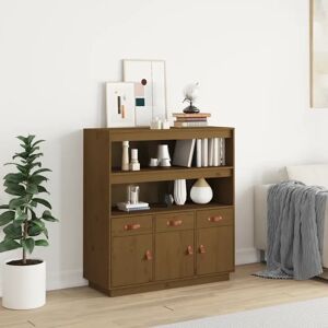 Latitude Run Highboard 100 x 40 x 108.5 cm Solid Wood Pine brown 108.5 H x 100.0 W x 40.0 D cm