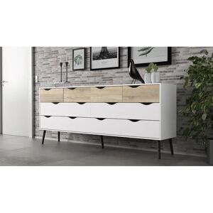 Ebern Designs Kosinski 8 Drawer 196Cm W Double Dresser white/brown 81.0 H x 195.0 W x 39.0 D cm