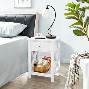 Brambly Cottage Gillenwater 1 Drawer Bedside Table white/brown 55.0 H x 40.0 W x 30.0 D cm